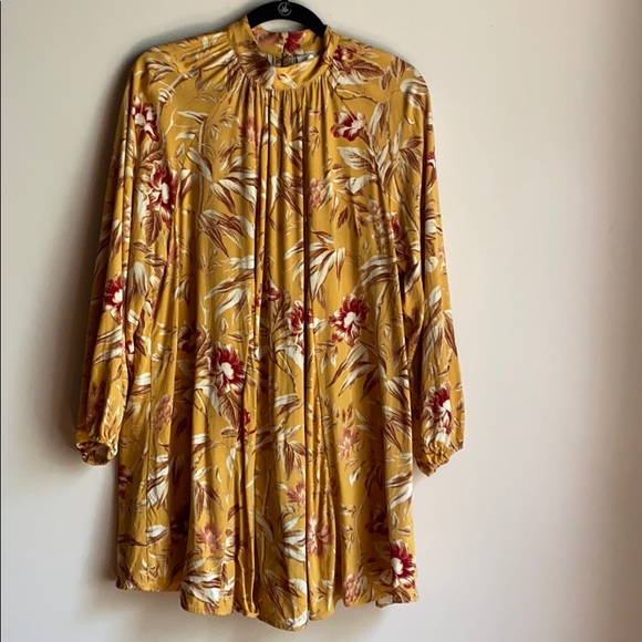 H&M Dresses & Skirts - Gorgeous mustard yellow floral swing dress 8